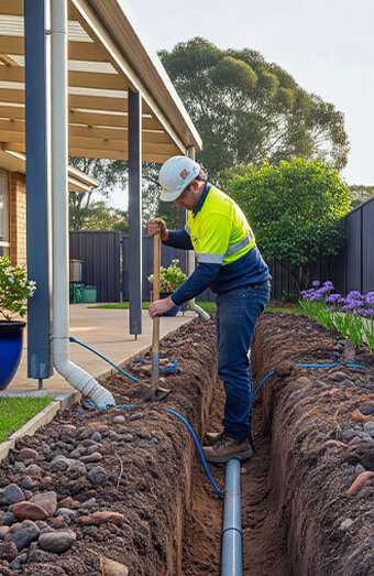 Plumber Digging Trench